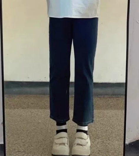 加绒烟管裤直筒牛仔裤，实体店买的，显瘦， ...