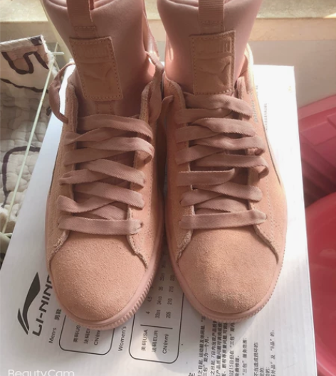 全新，无盒，彪马PUMA，粉色高帮鞋，38...