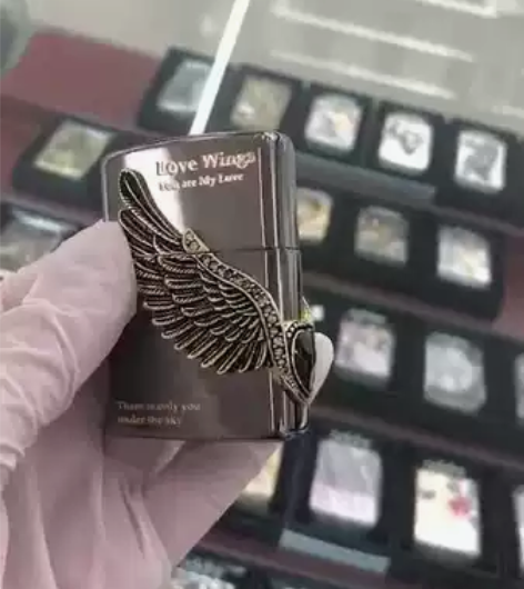 zippo全新正品爱神之翼宝石镶嵌镶钻天使...