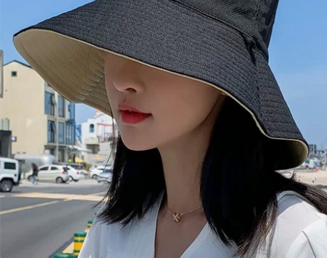 渔夫帽女春夏韩版潮日系双面遮脸防紫外线帽子...