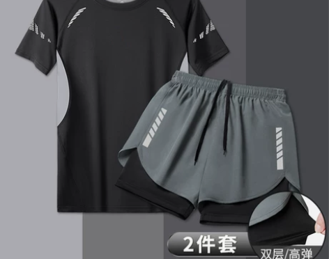 游泳衣男士套装速干衣双层防尴尬大码成人泳裤...