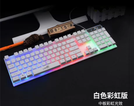全新 朋克复古发光键盘鼠标套装，机械手感防...