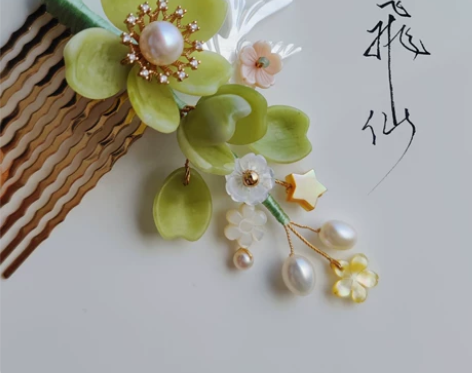 「飞仙」日常款天然石蝶贝汉服配饰发梳清新款...