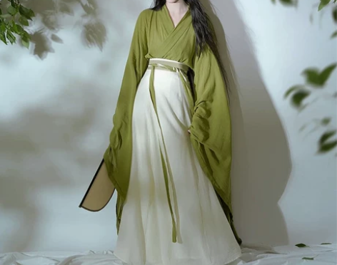 魏晋汉服 汉服魏晋绿色女冬季改良风南北朝古...