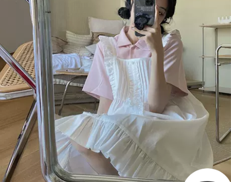 可爱日系木耳边背带裙连衣裙少女夏季2021...