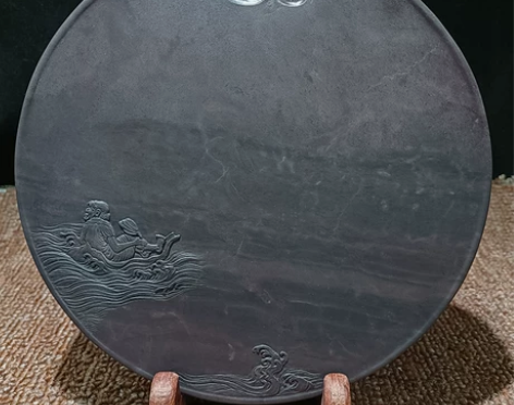 肇庆端砚台麻子大圆砚台坑成色好年份足高端精...