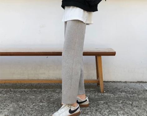 棕咖色灯芯绒阔腿裤女直筒秋冬休闲宽松九分哈...