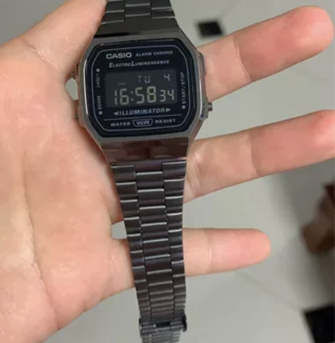 卡西欧手表小方块复古电子男表casio小银...