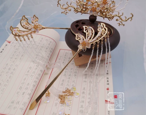 觅仙踪 原创龙母汉服头饰宋制全套发冠流苏对...
