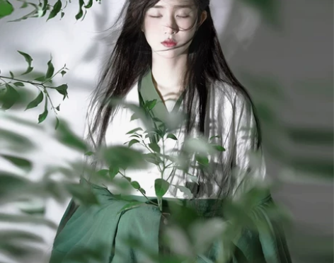 绿色直裾汉服女夏季中国风古装魏晋古风夏款改...