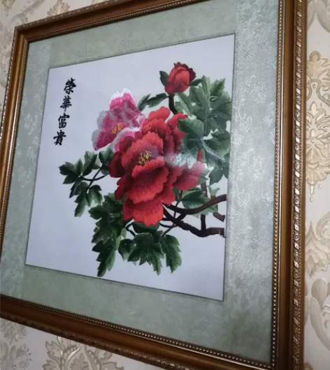 纯手工亚麻布刺绣画，裱框，苏工，一张150...