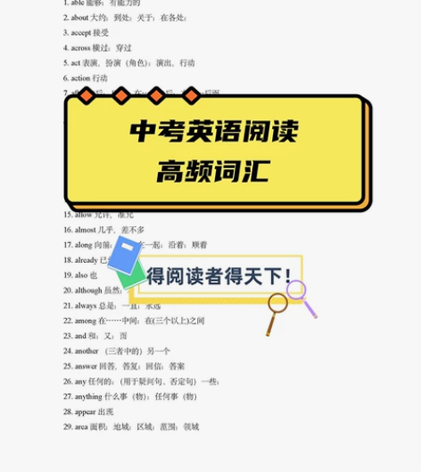 初中英语必背400个阅读高频词[hot]中...
