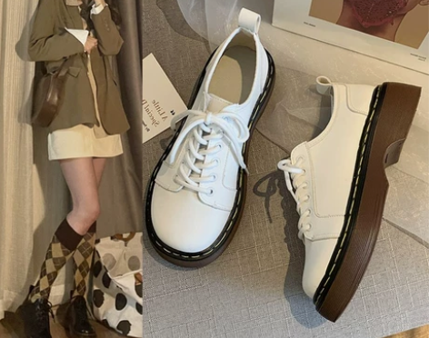 英伦风小皮鞋女2021新款秋冬加绒日系jk...