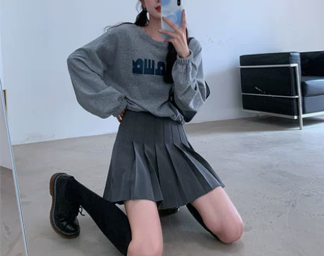 SINGSONG百褶裙女2022春秋季高腰...