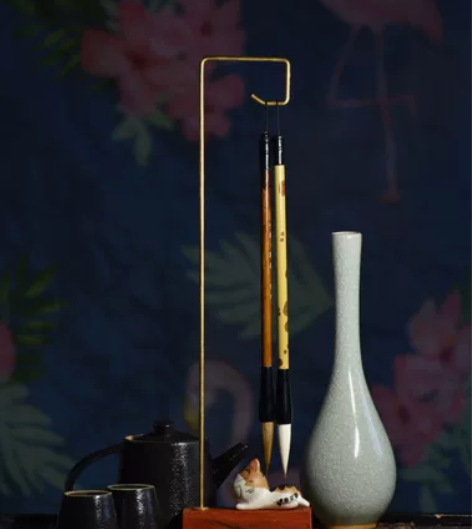 #屏风 笔架#红木金属简约主义纯手工笔挂，...
