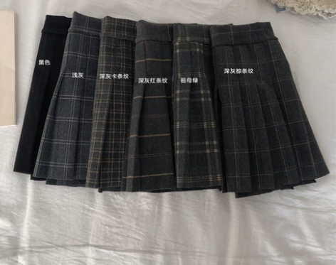 裙子早春季小个子高腰包臀短裙格子半身裙时尚...