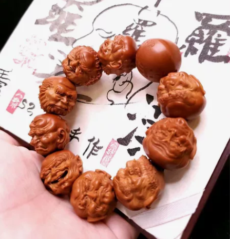 橄榄核八荒师傅本工2.2油双面十八罗汉手串...