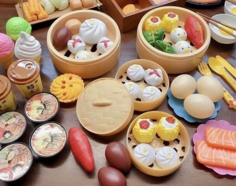 过家家玩具儿童厨房宝宝早点仿真食物蒸小笼包...