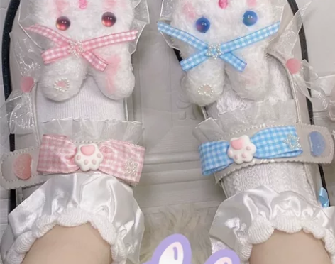 【嘟嘟兔】原创手作夏款lolita鞋子粉色...