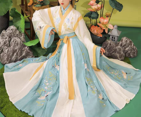 包邮玉术原创汉服女羽集晋制齐腰魏晋风交领中...