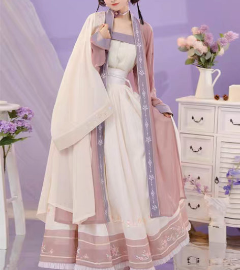 包邮清梳|芳华|宋制对襟长褙子长衫吊带汉服...