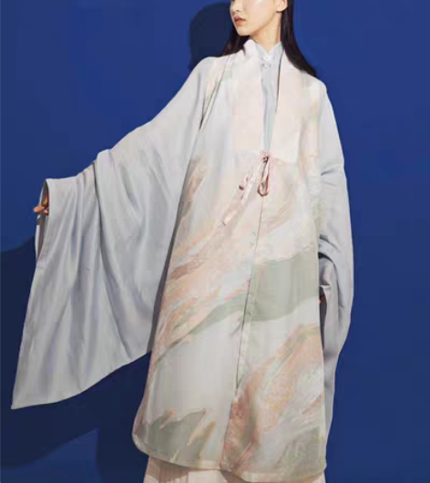 包邮熠耀绝版汉服 白云 立领竖领斜襟长衫 ...