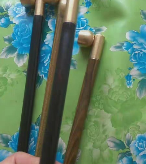 乌木绿檀烟袋锅带过滤芯手把件送老人送健康纯...