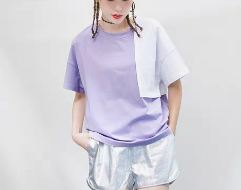 转卖诗曼朵2018夏季新款个性撞色拼接假两...
