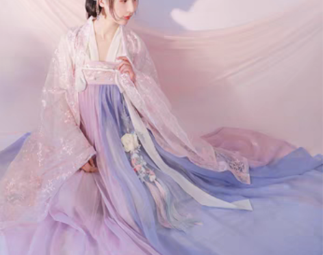 转卖【东月棠】春樱六米摆紫蓝齐腰齐胸襦裙大...