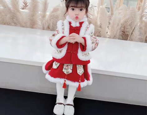 转卖女童过年服儿童中国风唐装小童汉服新年冬...