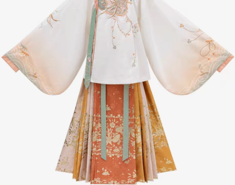 汉尚华莲原创汉服女桃花羽扇明制大襟袄织金马...