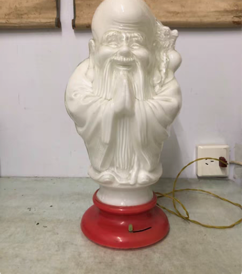 七八十年代寿星公台灯,好使能调三种光,琉璃...