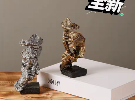 包邮沉默是金工艺品摆件简约现代工艺品雕塑办...