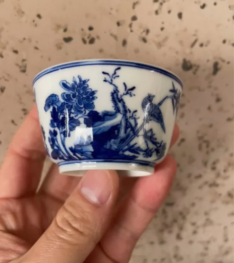 包邮玉春堂 手绘青花茶杯 喜上眉梢 花鸟文...