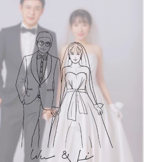 简笔画,可用来定制手机壳,婚礼贴纸,婚礼请...