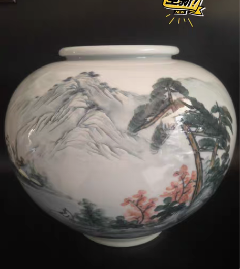 包邮日本回流手绘花瓶，手绘山水 日本回流手...