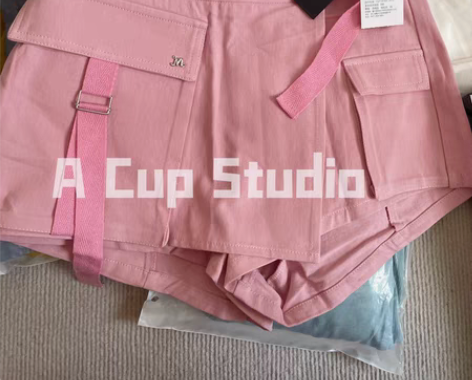 包邮早安樊樊 2022新款织带工装风裙裤女...