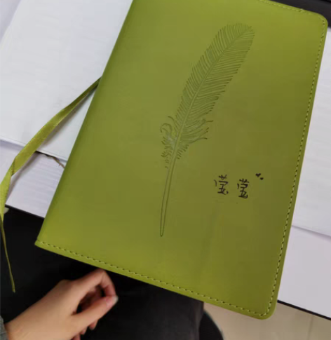 得力软皮笔记本一本,颜色小清新。 书皮写...