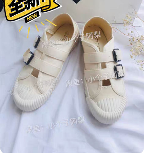 包邮全新33码小码韩版夏季帆布鞋踩踏两穿小...