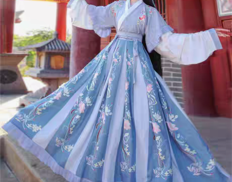 转卖汉服元素女中国风晋制齐腰交领襦裙套装春...