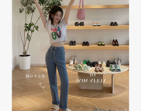 徐琳mini提花编织牛仔裤子夏季女新款高腰...