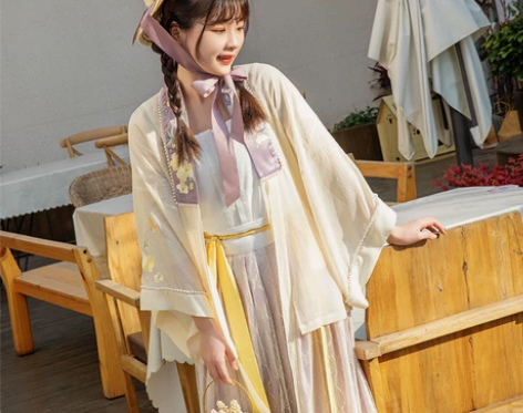 全新 【舞绣缘—奶油香芋】宋制合领衫主腰褶...