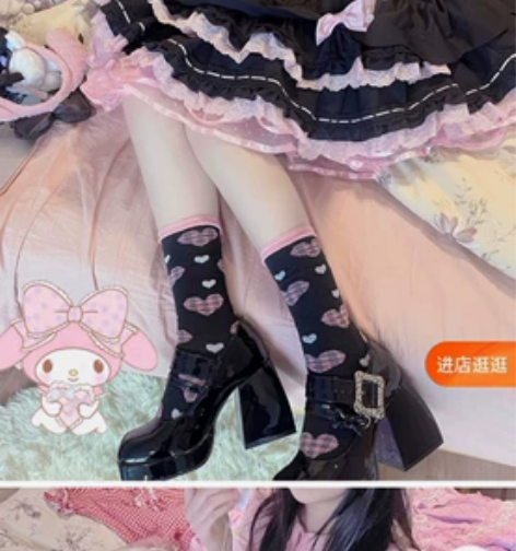 宾果璐璐Lolita日系百搭甜美粗高跟玛丽...