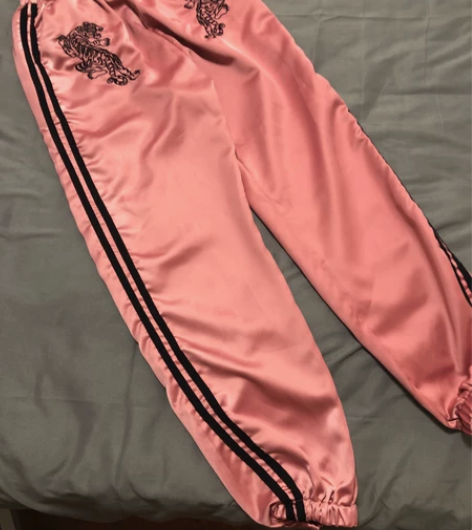 ins超火的运动裤女hiphop双杠老虎刺...