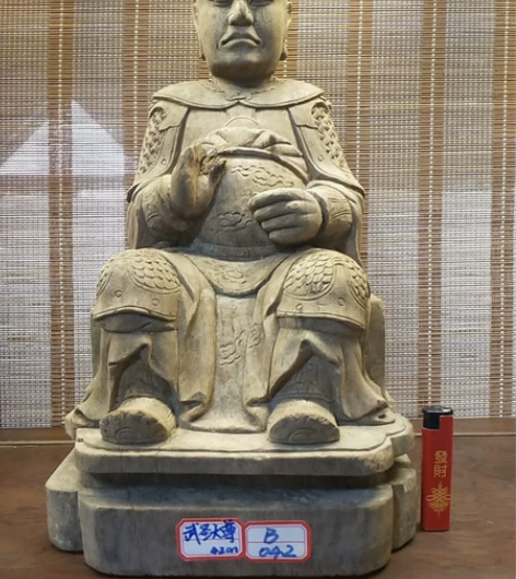 木雕○ 民 国 武圣天尊像 一尊 (高42...
