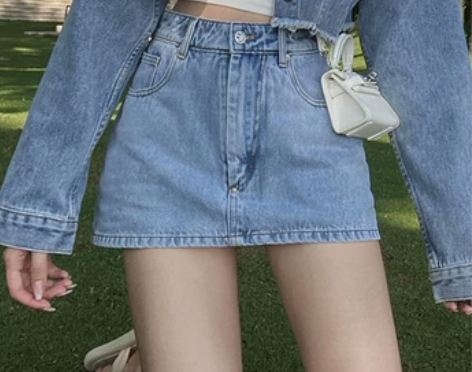 IN MIMIFACE牛仔半身裙女春季新款...